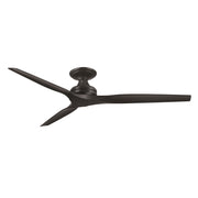 Fanimation Spitfire DC Custom 64in Flush Ceiling Fan | Modern Black and Black Buttonwood Blades | Covered Patio & Bedroom | Model FPD6721BBL-64BL-F