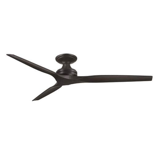 Fanimation Spitfire DC Custom 64in Flush Ceiling Fan | Modern Black and Black Buttonwood Blades | Covered Patio & Bedroom | Model FPD6721BBL-64BL-F