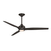 Fanimation Spitfire DC Custom 64in Downrod Ceiling Fan with LED Light | Modern Black and Black Buttonwood Blades | Covered | Model FPD6721BBL-64BL-LK