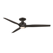 Fanimation Spitfire DC Custom 64in Flush Smart Ceiling Fan | Matte Black and Black Buttonwood Blades | Covered Patio | Model FPD6721BBL-64BL-LK-F