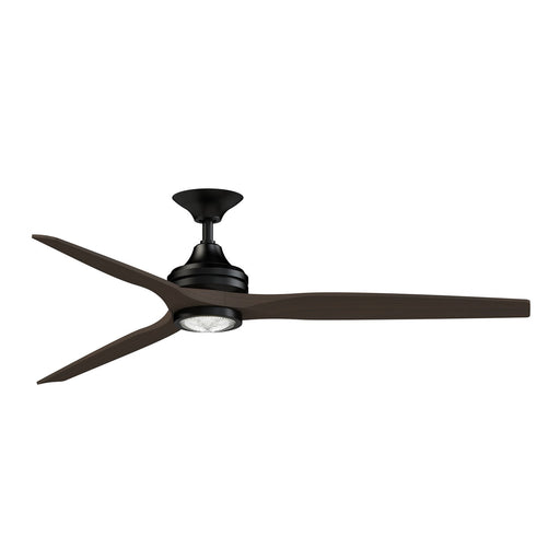 Fanimation Spitfire DC Custom 64in Downrod Smart Ceiling Fan with LED Light | Black and Dark Walnut | Covered Patio | Model FPD6721BBL-64DWA-LK