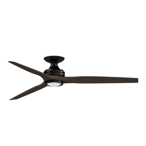 Fanimation Spitfire DC Custom 64in Flush Mount Smart Ceiling Fan with LED Light | Black and Dark Walnut | Covered Patio | Model FPD6721BBL-64DWALKF