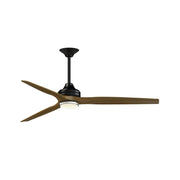 Fanimation Spitfire DC Custom 64in 1-Light Ceiling Fan | Black and Koa Wood Blades | Covered Patio & Bedroom | Model FPD6721BBL-64K-DWLK