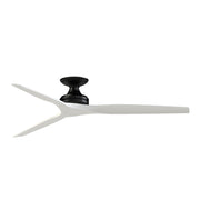 Fanimation Spitfire 64in Flush Ceiling Fan | Modern Black and Matte White Buttonwood | Covered Patio & Bedroom | Model FPD6721BBL-64MW-F
