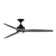 Fanimation Spitfire DC Custom 64in Downrod Smart Ceiling Fan | Black and Weathered Wood Blades | Covered Patio & Living | Model FPD6721BBL-64WE-LK