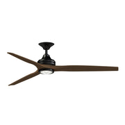 Fanimation Spitfire DC Custom 64in Smart Ceiling Fan with LED Light Kit | Black and Whiskey Wood | Covered Patio & Living | Model FPD6721BBL-64WK-LK