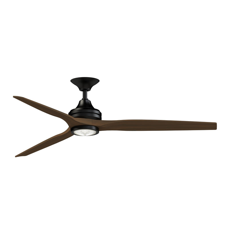 Fanimation Spitfire DC Custom 64in Smart Ceiling Fan with LED Light Kit | Black and Whiskey Wood | Covered Patio & Living | Model FPD6721BBL-64WK-LK