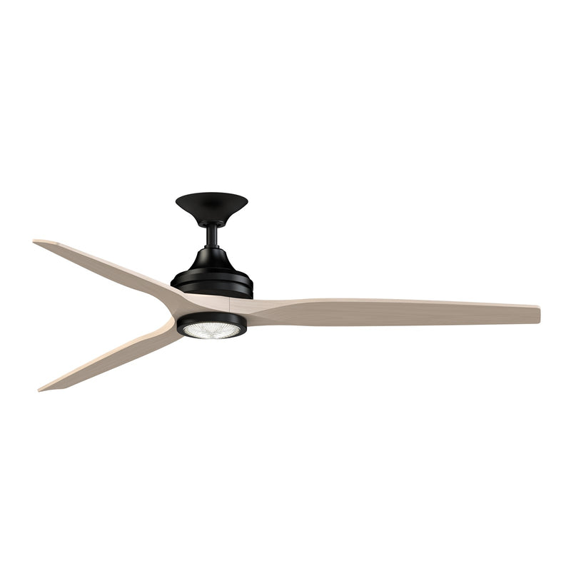 Fanimation Spitfire 64in 1-Light Ceiling Fan | Black and White Washed Buttonwood | Covered Patio & Living Room | Model FPD6721BBL-64WW-LK