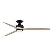 Fanimation Spitfire DC Custom 64in 1-Light Ceiling Fan | Matte Black and White Washed Buttonwood | Covered Patio | Model FPD6721BBL-64WW-LK-F