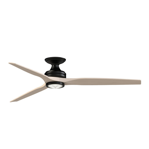 Fanimation Spitfire DC Custom 64in 1-Light Ceiling Fan | Matte Black and White Washed Buttonwood | Covered Patio | Model FPD6721BBL-64WW-LK-F