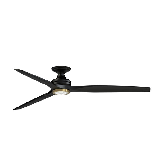 Fanimation Spitfire DC Custom 72in Flush Ceiling Fan with LED Light Kit | Black and Brushed Satin Brass with Black | Model FPD6721BBL-72BL-LKBBS-F