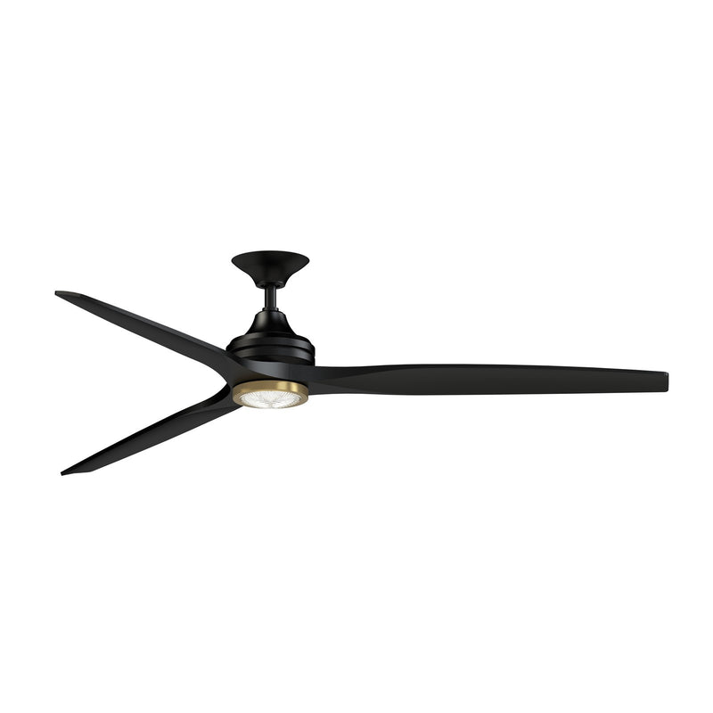 Fanimation Spitfire DC Custom 72in Ceiling Fan with LED Light Kit | Black and Brushed Satin Brass with Black Buttonwood | Model FPD6721BBL-72BLLKBBS