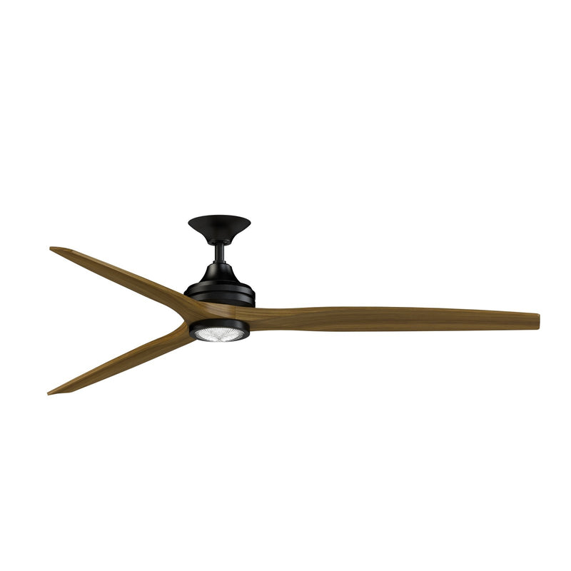 Fanimation Spitfire DC Custom 72in 1-Light Ceiling Fan | Black and Koa Wood Blades | Covered Patio & Living Room | Model FPD6721BBL-72K-LK