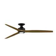 Fanimation Spitfire DC Custom 72in Flush Smart Ceiling Fan | Black Motor with Koa Wood Blades | Covered Patio & Indoor | Model FPD6721BBL-72K-LK-F