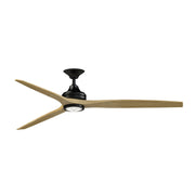 Fanimation Spitfire DC Custom 72in 1-Light Ceiling Fan | Black and Natural Buttonwood Blades | Covered Patio & Porch | Model FPD6721BBL-72N-LK