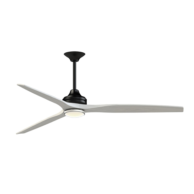 Fanimation Spitfire 72in 1-Light Smart Ceiling Fan | Black and White Washed Buttonwood | Covered Patio & Living Room | Model FPD6721BBL-72WW-DWLK