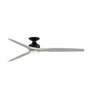 Fanimation Spitfire 72in 1-Light Flush Smart Ceiling Fan | Black and White Washed Buttonwood | Covered Patio & Living | Model FPD6721BBL-72WW-DWLK-F
