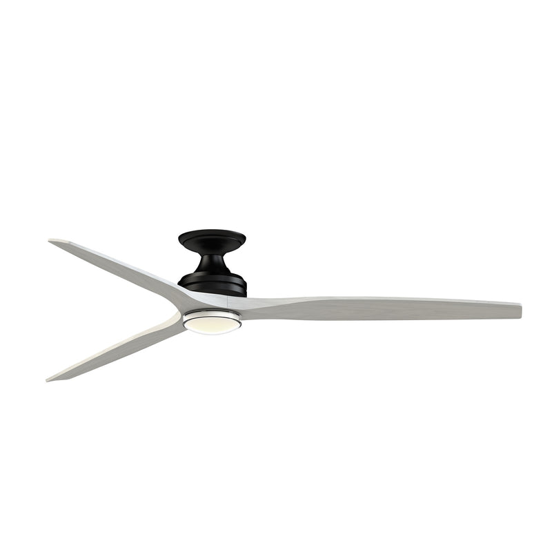 Fanimation Spitfire 72in 1-Light Flush Smart Ceiling Fan | Black and White Washed Buttonwood | Covered Patio & Living | Model FPD6721BBL-72WW-DWLK-F