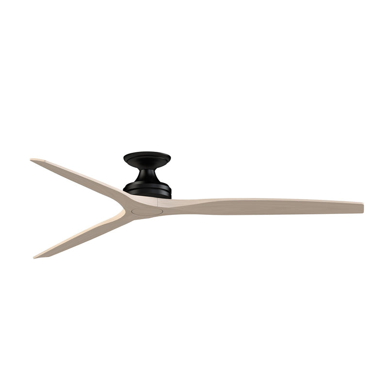 Fanimation Spitfire 72in Flush Smart Ceiling Fan | Black and White Washed Buttonwood | Covered Patio & Living Room | Model FPD6721BBL-72WW-F