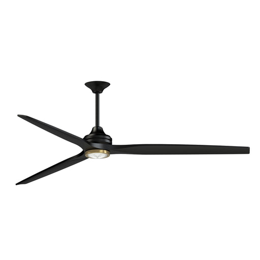 Fanimation Spitfire DC Custom 84in LED CCT Select Ceiling Fan | Black/Brushed Satin Brass and Black Blades | Indoor | Model FPD6721BBL-84BL-LKBBS