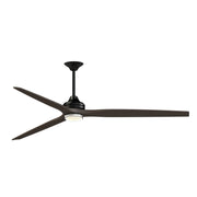 Fanimation Spitfire DC Custom 84in Downrod Smart Ceiling Fan | Black and Dark Walnut Blades | Covered Patio & Living | Model FPD6721BBL-84DWA-DWLK