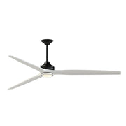 Fanimation Spitfire DC Custom 84in Downrod Smart Ceiling Fan | Black Motor with Matte White Blades | Covered Patio | Model FPD6721BBL-84MW-DWLK