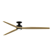 Fanimation Spitfire DC Custom 84in Flush Smart Ceiling Fan | Black and Natural Buttonwood Blades | Covered Patio & Living | Model FPD6721BBL-84N-LK-F
