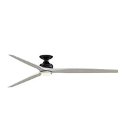 Fanimation Spitfire DC Custom 84in 1-Light Flush Ceiling Fan | Black and White Washed Buttonwood | Covered Patio | Model FPD6721BBL-84WW-DWLK-F