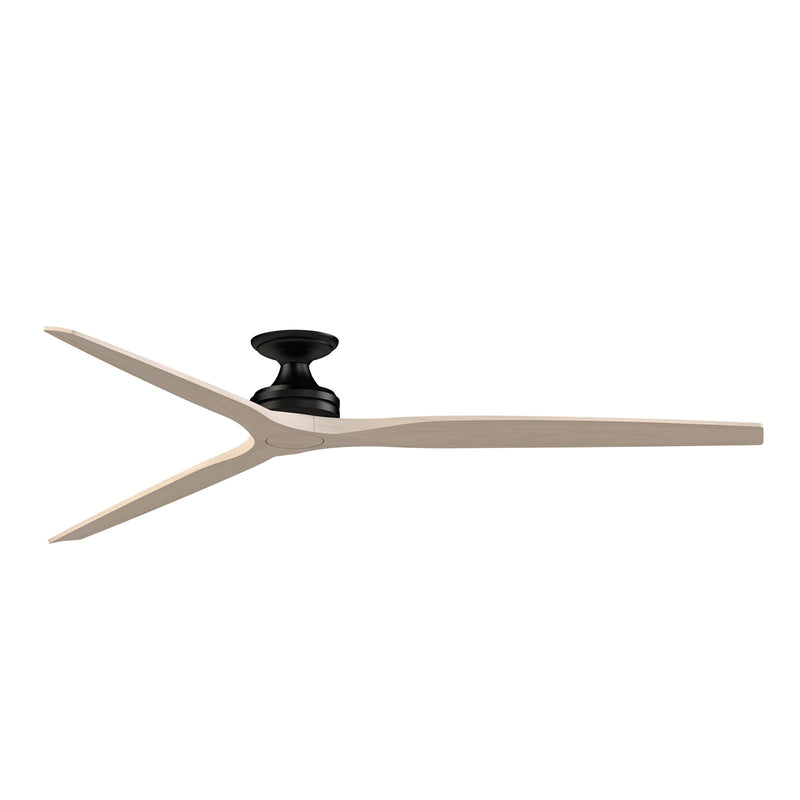 Fanimation Spitfire DC Custom 84in Flush Ceiling Fan | Black and White Washed Buttonwood | Covered Patio & Sunroom | Model FPD6721BBL-84WW-F