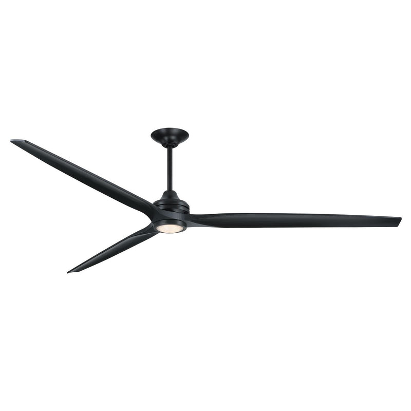 Fanimation Spitfire 96in Ceiling Fan with LED Light Kit | Modern Black and Black Buttonwood Blades | Covered Patio & Great | Model FPD6721BBL-96BL-LK