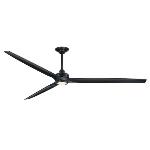 Fanimation Spitfire 96in Ceiling Fan with LED Light Kit | Modern Black and Black Buttonwood Blades | Covered Patio & Great | Model FPD6721BBL-96BL-LK