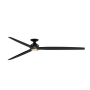 Fanimation Spitfire 96in Flush Ceiling Fan with Brushed Satin Brass LED Light Kit | Modern Black and Black Buttonwood | Model FPD6721BBL-96BL-LKBBS-F