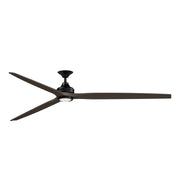 Fanimation Spitfire 96in Downrod Smart Ceiling Fan with LED Light | Black and Dark Walnut | Covered Patio & Great Room | Model FPD6721BBL-96DWA-LK