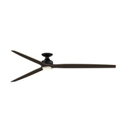 Fanimation Spitfire 96in Flush Ceiling Fan | Black and Dark Walnut Buttonwood Blades | Covered Patio & Living Room | Model FPD6721BBL-96DWADWLKF