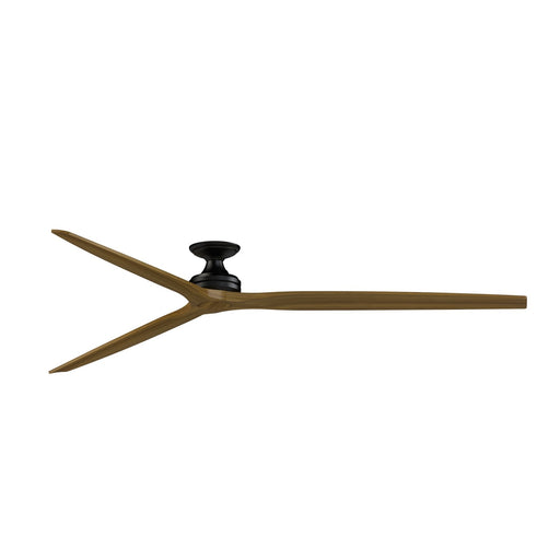 Fanimation Spitfire DC Custom 96in Flush Ceiling Fan | Black and Koa Wood Blades | Covered Patio & Low Ceiling Rooms | Model FPD6721BBL-96K-F