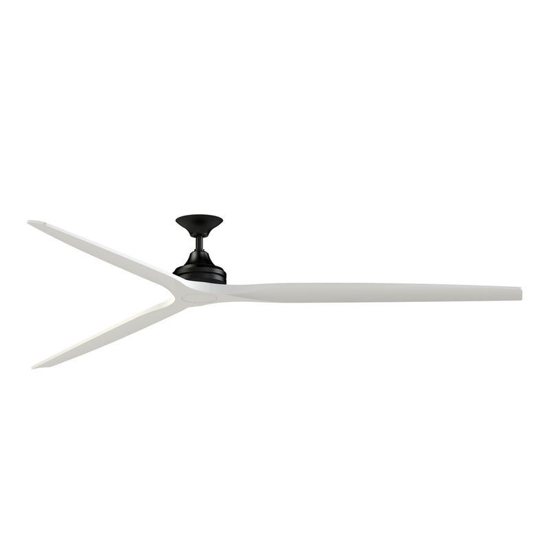 Fanimation Spitfire DC Custom 96in Downrod 1-Light Ceiling Fan | Modern Black and Matte White Blades | Covered Patio | Model FPD6721BBL-96MW