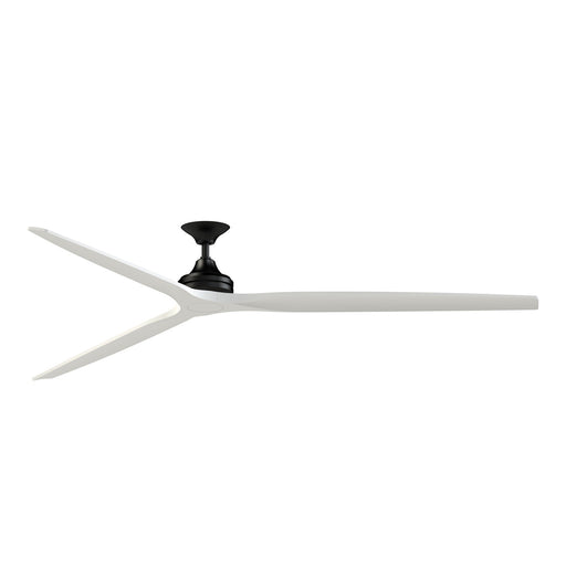 Fanimation Spitfire DC Custom 96in Downrod 1-Light Ceiling Fan | Modern Black and Matte White Blades | Covered Patio | Model FPD6721BBL-96MW