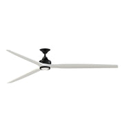 Fanimation Spitfire 96in Ceiling Fan with LED Light | Black Motor with Matte White Buttonwood Blades | Covered Patio | Model FPD6721BBL-96MW-LK