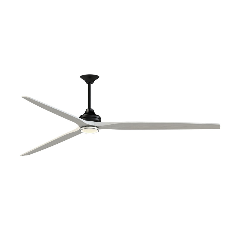 Fanimation Spitfire DC Custom 96in 1-Light Ceiling Fan | Black and White Washed Buttonwood | Covered Patio & Sunroom | Model FPD6721BBL-96WW-DWLK
