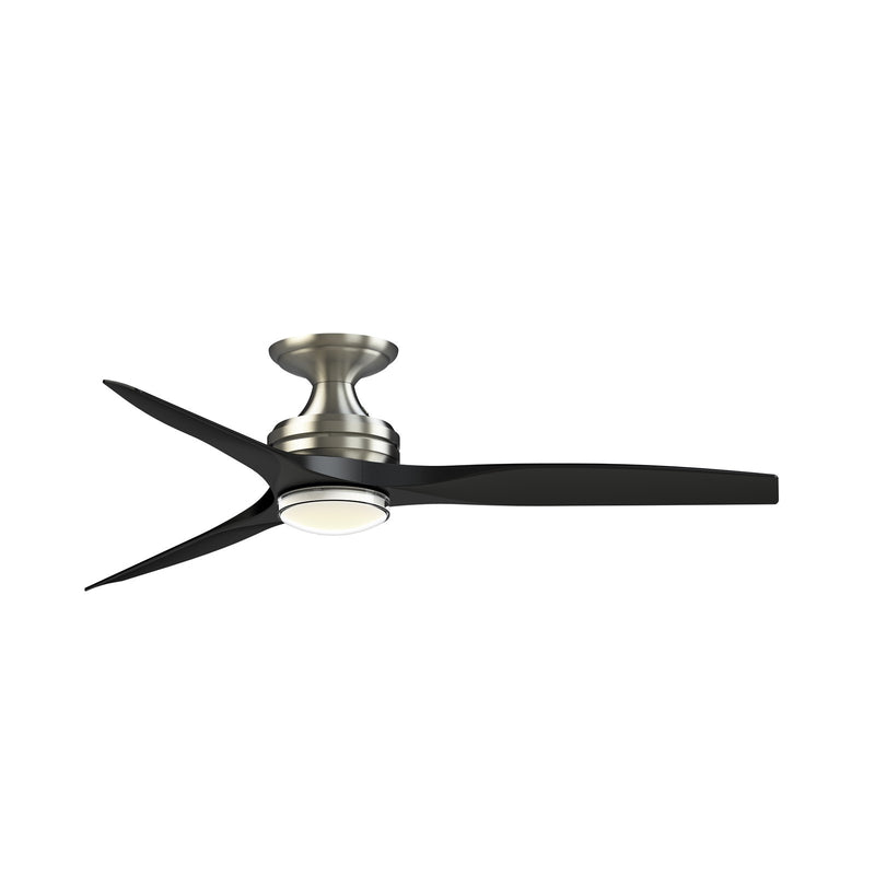 Fanimation Spitfire DC Custom 54in 1-Light Ceiling Fan | Brushed Nickel and Black Buttonwood | Covered Patio & Living | Model FPD6721BBN-54BL-DWLK-F