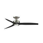 Fanimation Spitfire 54in Flush Ceiling Fan with LED Light Kit | Brushed Nickel and Black Buttonwood Blades | Covered | Model FPD6721BBN-54BL-LK-F