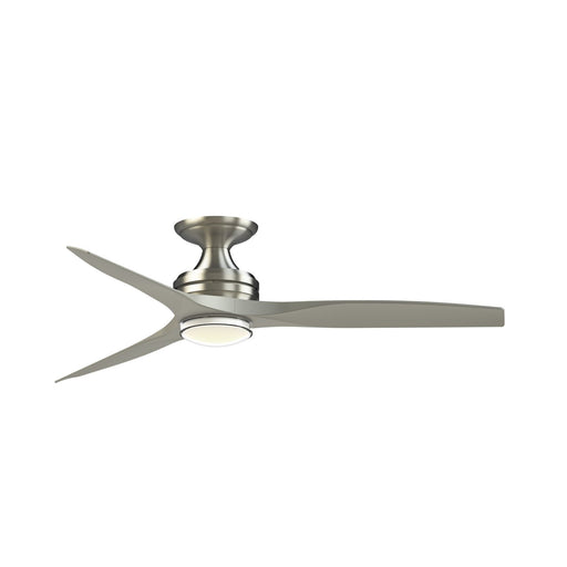 Fanimation Spitfire DC Custom 54in Flush 1-Light Ceiling Fan | Brushed Nickel and Clear Glass | Low Ceiling & Covered | Model FPD6721BBN-54BN-DWLK-F