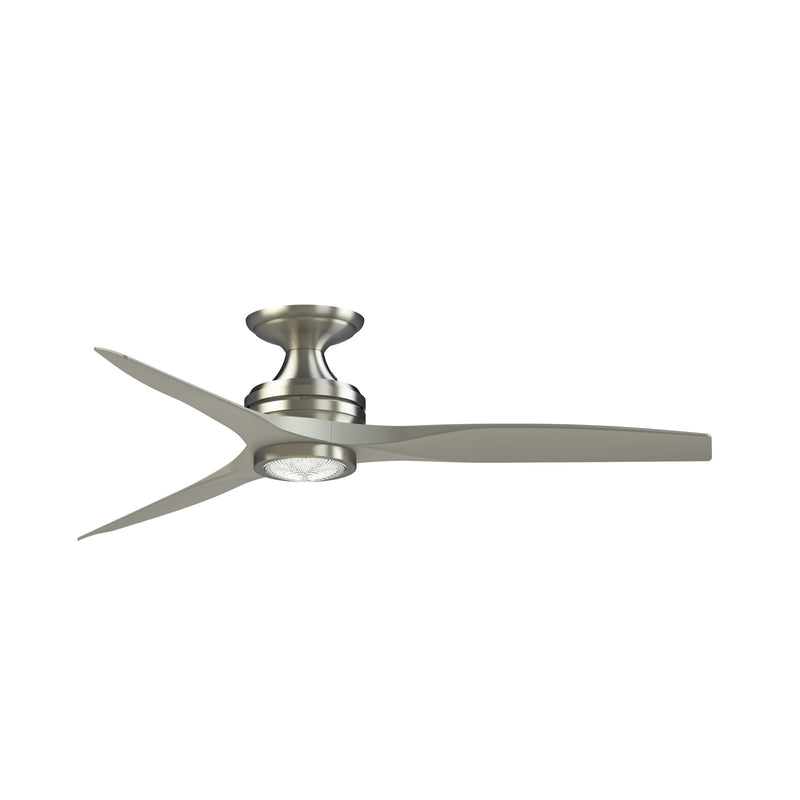 Fanimation Spitfire 54in Flush Ceiling Fan | Brushed Nickel and Brushed Nickel Blades | Covered Patio & Bedroom | Model FPD6721BBN-54BN-LK-F