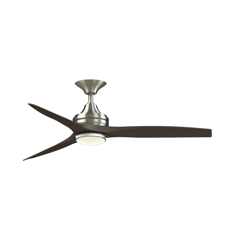 Fanimation Spitfire 54in Downrod Ceiling Fan | Brushed Nickel and Dark Walnut Blades | Covered Patio & Living Room | Model FPD6721BBN-54DWA-DWLK