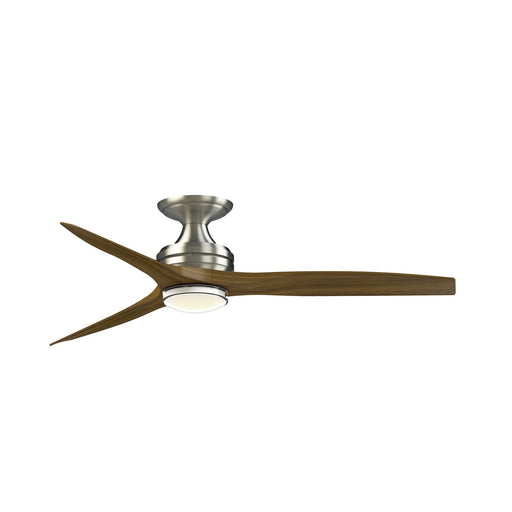 Fanimation Spitfire DC Custom 54in Flush 1-Light Ceiling Fan | Brushed Nickel and Koa Wood Blades | Covered Patio | Model FPD6721BBN-54K-DWLK-F