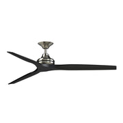 Fanimation Spitfire DC Custom 64in Ceiling Fan | Brushed Nickel and Black Buttonwood | Covered Patio & Great Room | Model FPD6721BBN-64BL