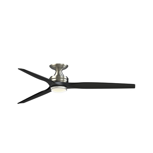 Fanimation Spitfire DC 64in Flush 1-Light Ceiling Fan | Brushed Nickel and Black Buttonwood | Low Ceiling & Covered | Model FPD6721BBN-64BL-DWLK-F