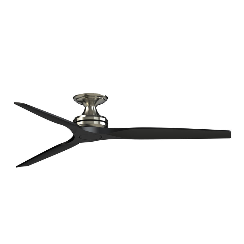 Fanimation Spitfire DC 64in Flush Ceiling Fan | Brushed Nickel and Black Buttonwood | Low Ceiling & Covered Patio | Model FPD6721BBN-64BL-F