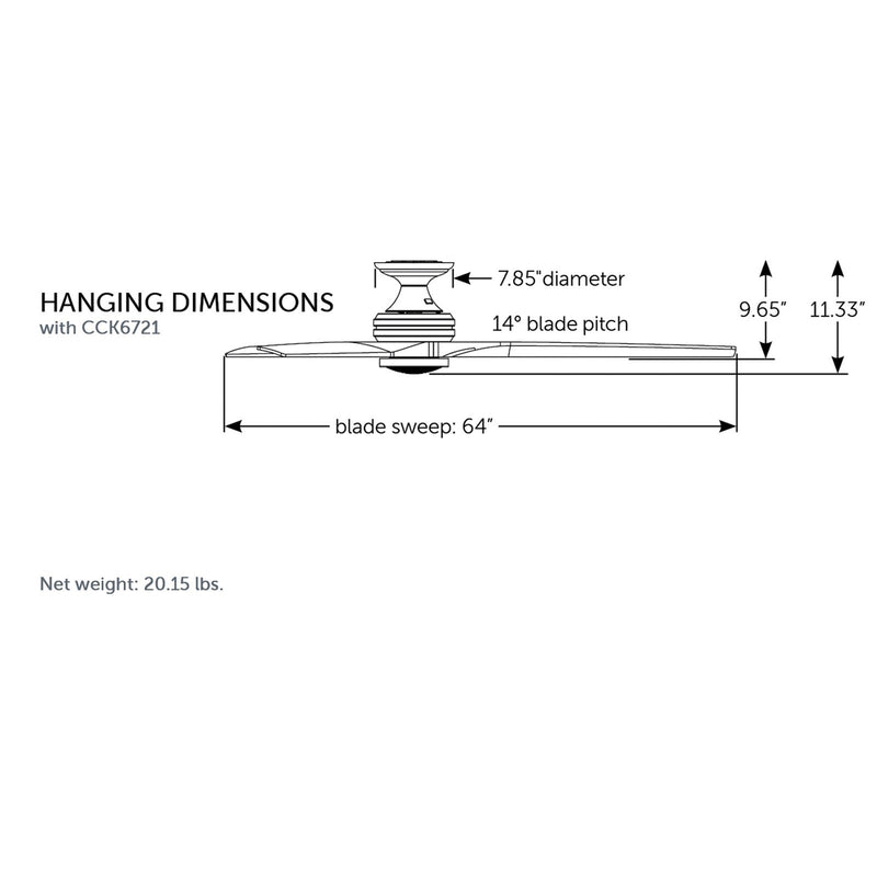 Fanimation Spitfire DC 64in Flush Ceiling Fan | Brushed Nickel and Black Buttonwood | Low Ceiling & Covered Patio | Model FPD6721BBN-64BL-F