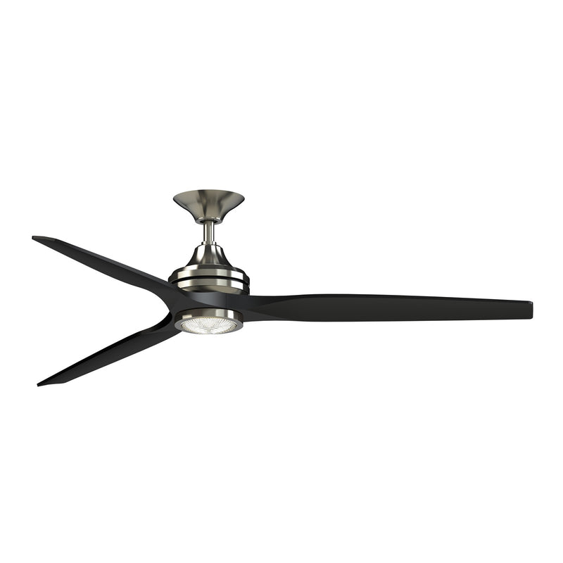 Fanimation Spitfire DC 64in 1-Light Ceiling Fan | Brushed Nickel and Black Buttonwood | Covered Patio & Living Room | Model FPD6721BBN-64BL-LK